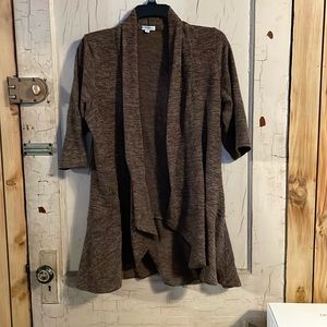 Kiyonna Love Story Cardigan brown marled waterfall open cardigan 0